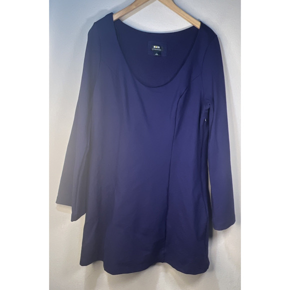 Maeve Long Sleeve Scoop Neck Mini Dress Blue purple size 1X boho fit flare plus - Picture 1 of 9